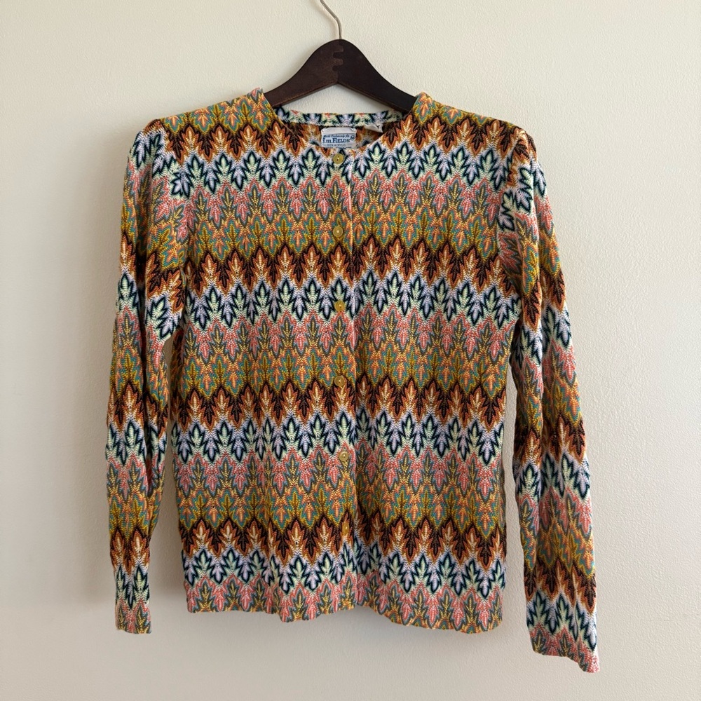 Vintage 1960s j.m. FIELDS Colorful Abstract Cardigan Size S/M
